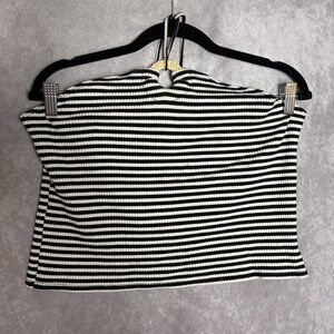 Forever 21 + Monochrome Striped Tie Up Halter Crop Top Size 1X